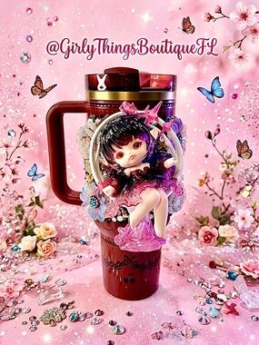 Stanley Red Travel Mug with Decorative Flora eternity of time figure